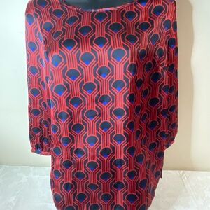 Merona Vibrant Red and Blue Blouse